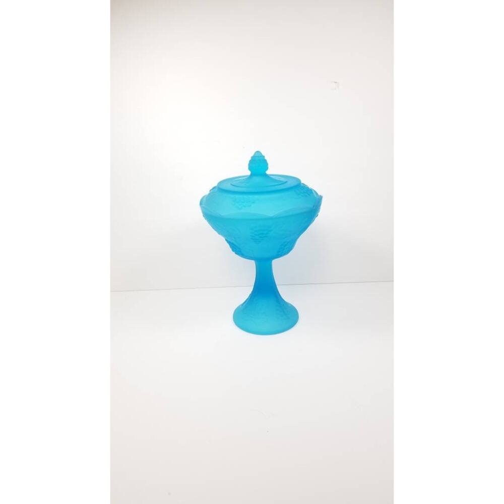 Vintage Colony Blue Satin Wedding Bowl with Lid Harvest